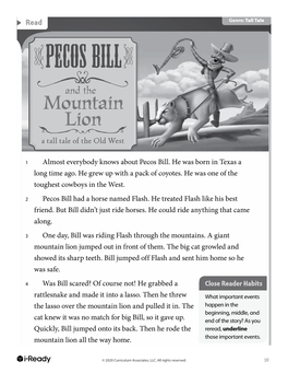 Pecos Bill and the Mountain Lion a Tall Tale of the Old West