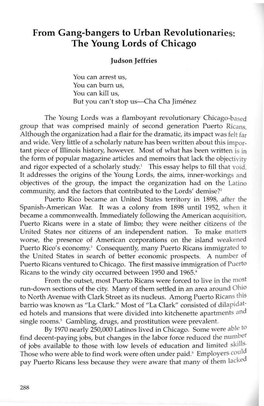 From Gang-Bangers to Urban Revolutionaries: the Young Lords of Chicago