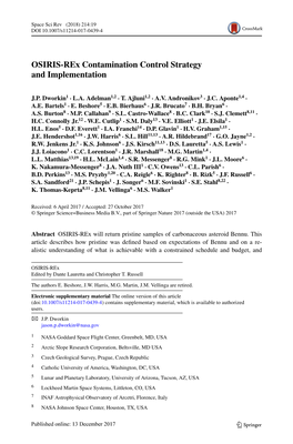 OSIRIS-Rex Contamination Control Strategy and Implementation