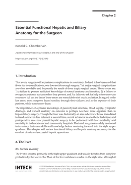 Essential Functional Hepatic and Biliary Anatomy for the Surgeon