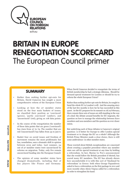 Britain in Europe Renegotiation Scorecard Is a (France)