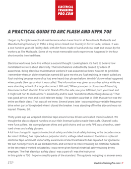 A Practical Guide to Arc Flash and Nfpa 70E