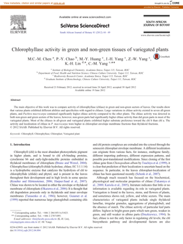 Chlorophyllase Activity in Green and Non-Green Tissues of Variegated Plants