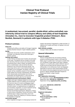 Clinical Trial Protocol Iranian Registry of Clinical Trials