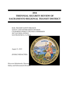 2014 Triennial Security Review of Sacramento Regional Transit District