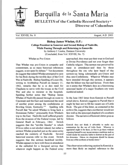 Barquilla De Ia Santa Maria BULLETIN of the Catholic Record Society­ Diocese of Columbus