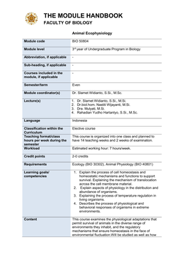 Animal Ecophysiology