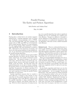 Parallel Parsing: the Earley and Packrat Algorithms