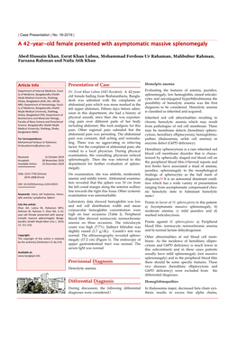 A 42-Year-Old Female Presented with Asymptomatic Massive Splenomegaly