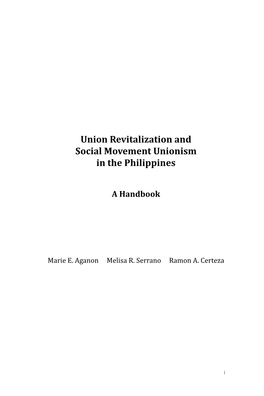 Union Revitalization and Social Movement Unionism in the Philippines