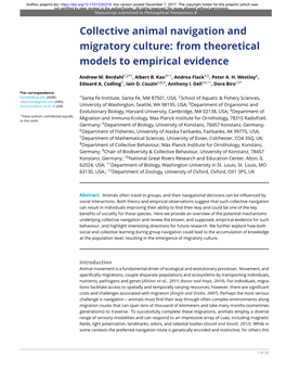 Collective Animal Navigation and Migratory Culture: from Theoretical Models to Empirical Evidence