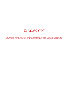 Talking Fire: Burning for Pastoral Management in the Desert Uplands
