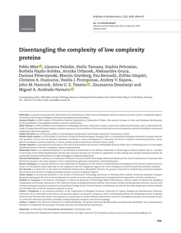 Disentangling the Complexity of Low Complexity Proteins