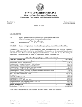 STATE of NORTH CAROLINA OFFICE of STATE BUDGET and MANAGEMENT Employment First State for Individuals with Disabilities