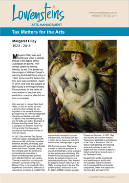 Tax Matters for the Arts