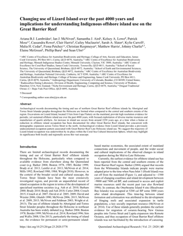 Changing Use of Lizard Island Over the Past 4000 Years and Implications for Understanding Indigenous Offshore Island Use on the Great Barrier Reef