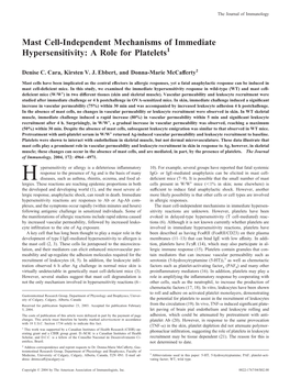 Platelets Immediate Hypersensitivity: a Role for Mast Cell-Independent