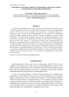 Exploring Vegetable Farming in Peri-Urban Areas of Jakarta (A Case Study of Tangerang Regency)