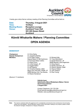 Agenda of Planning Committee