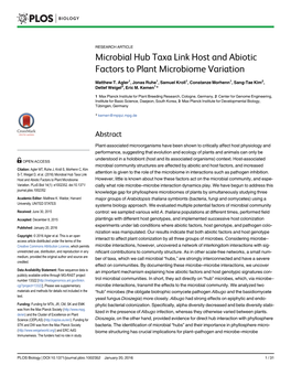 Microbial Hub Taxa Link Host and Abiotic Factors to Plant Microbiome Variation