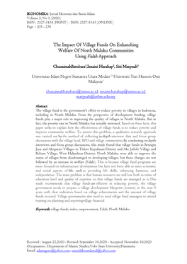 The Impact of Village Funds on Enhanching Welfare of North Maluku Communities Using Falah Approach