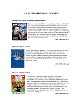 2012 Afl Coaching Resources Catalogue
