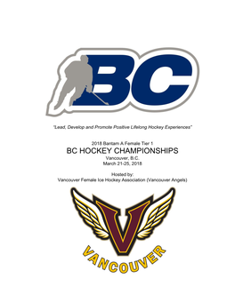 BC HOCKEY CHAMPIONSHIPS Vancouver, B.C