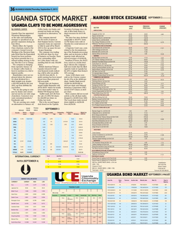 Uganda Stock Market Nairobi Stock Exchange September 3