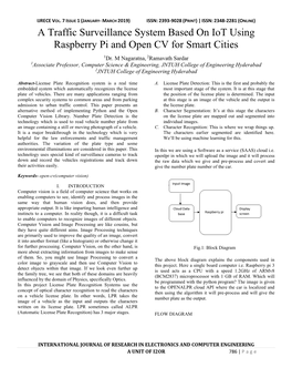 A Traffic Surveillance System Based on Iot Using Raspberry Pi and Open CV for Smart Cities 1Dr