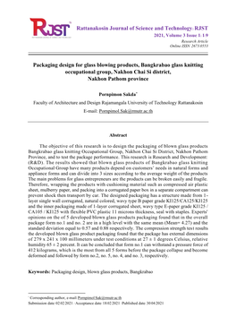 Rattanakosin Journal of Science and Technology: RJST Vol.3 No.1 2021 3