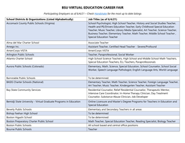 Bsu Virtual Education Career Fair