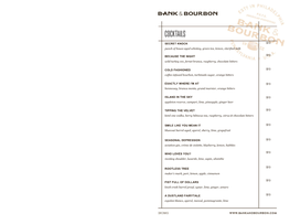 Bank and Bourbon Drinks Menu