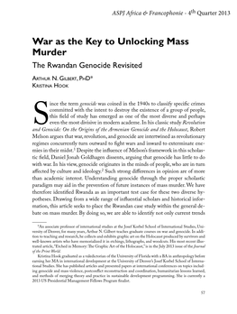 War As the Key to Unlocking Mass Murder the Rwandan Genocide Revisited