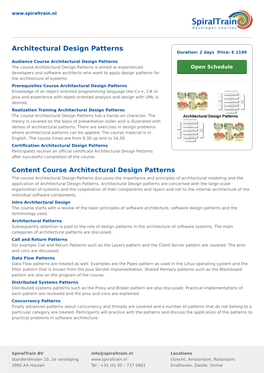 Architectural Design Patterns Duration: 2 Days Price: € 1199