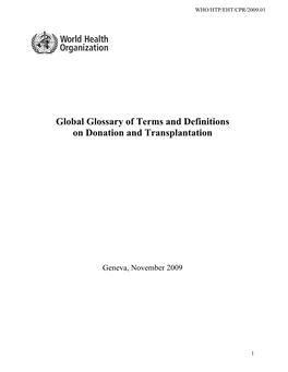 Global Glossary of Terms and Definitions on Donation and Transplantation