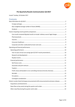 Pre-Quarterly Results External Communication