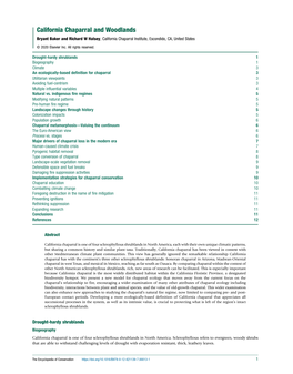 (2020). California Chaparral and Woodlands. Reference Module In