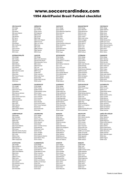 1994 Abril/Panini Brasil Futebol Checklist