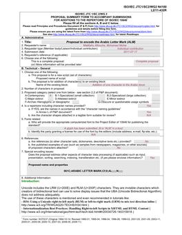 1. Title: Proposal to Encode the Arabic Letter Mark (ALM) 2