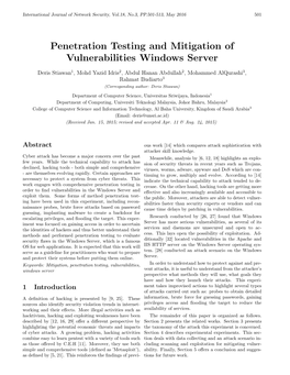 Penetration Testing and Mitigation of Vulnerabilities Windows Server