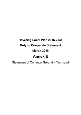 Annex E Statement of Common Ground – Transport