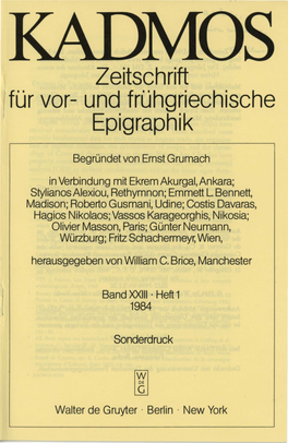 Zeitschrift Fur Var- Und Fruhgriechische Epigraphik