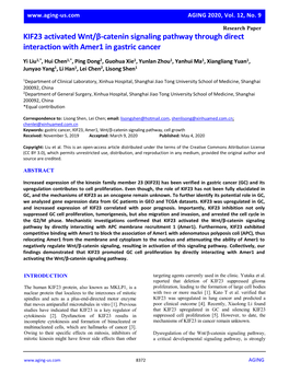 KIF23 Activated Wnt/Β-Catenin Signaling Pathway Through Direct Interaction with Amer1 in Gastric Cancer