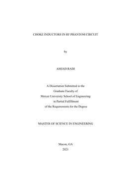 CHOKE INDUCTORS in RF PHANTOM CIRCUIT By
