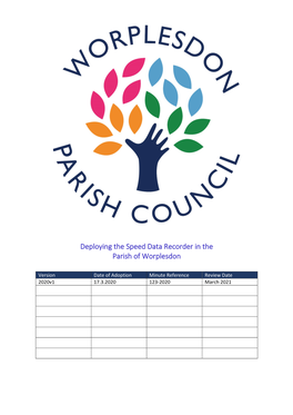 Deploying the Speed Data Recorder in the Parish of Worplesdon