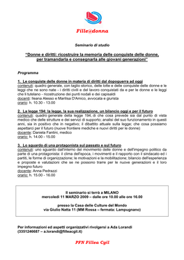 Seminario Sulla Legislazione E Le Conquiste Delle Donne