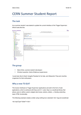 CERN Summer Student Report