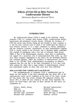 Effects of Fish Oil on Risk Factors for Cardiovascular Disease