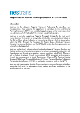 Response to the National Planning Framework 4 – Call for Ideas