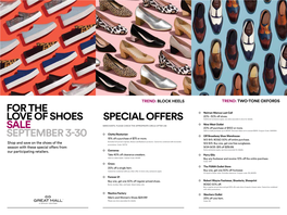 For the Love of Shoes Sale September 3-30 Special Offers